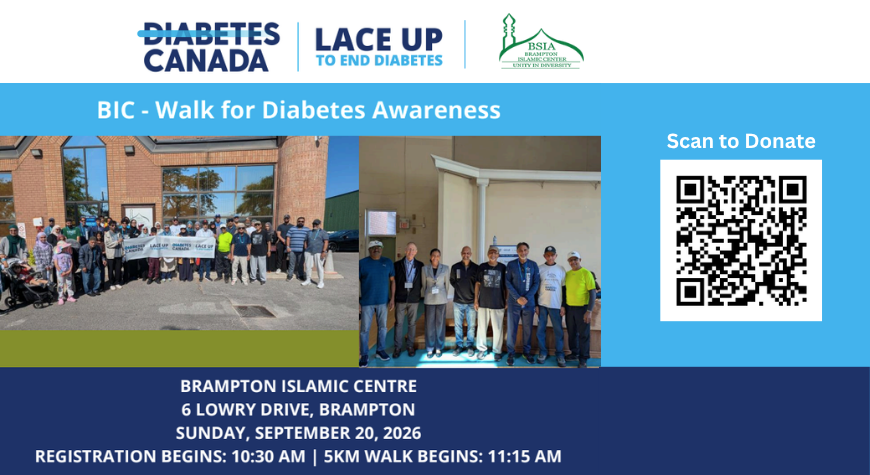 Brampton Islamic Centre and Diabetes Canada Walkathon